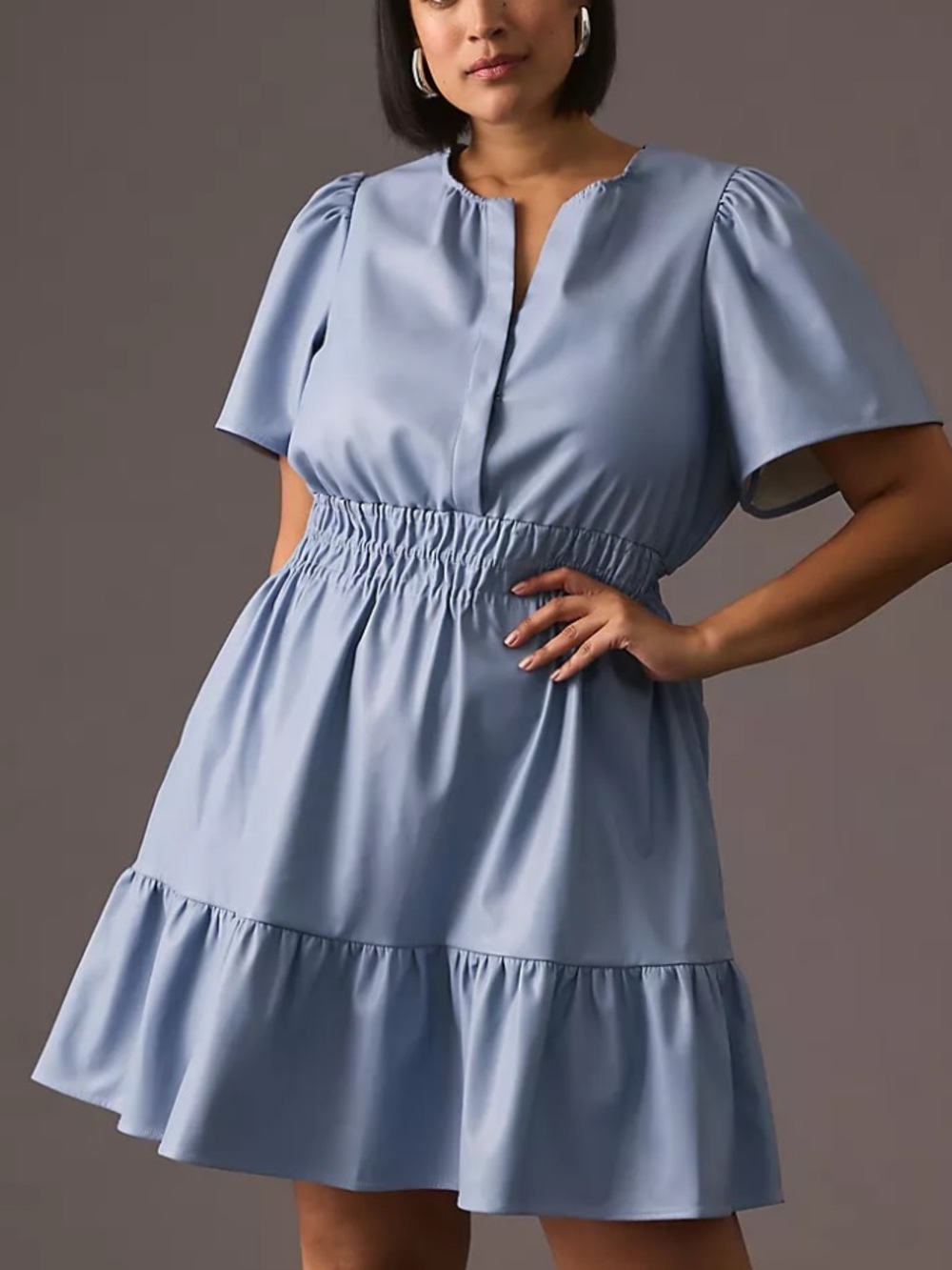 NWT Anthropologie Somerset Faux Leather Dress Grey Blue Size 1X Retail $160.00